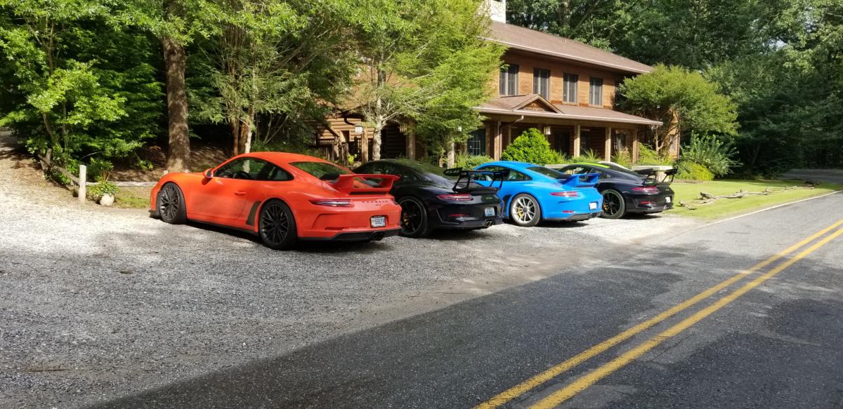 Row of Porsches at our B & B